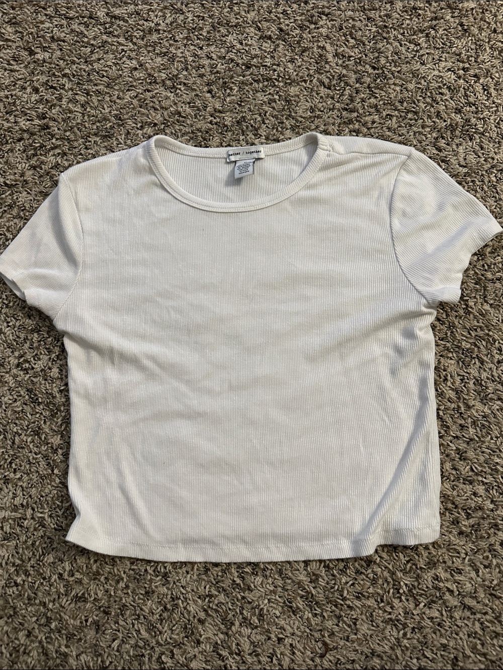 Blank NYC White Ribbed Short Sleeve Crewneck Tee  (MRO)